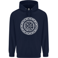 Viking Symbol Vegvisir White Gym Mens 80% Cotton Hoodie Navy Blue
