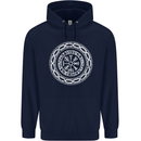 Viking Symbol Vegvisir White Gym Mens 80% Cotton Hoodie Navy Blue
