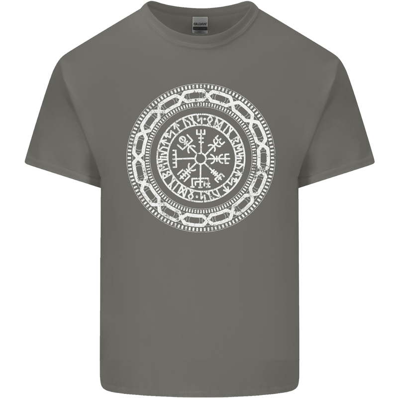 Viking Symbol Vegvisir White Gym Mens Cotton T-Shirt Tee Top Charcoal