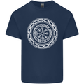 Viking Symbol Vegvisir White Gym Mens Cotton T-Shirt Tee Top Navy Blue