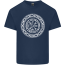 Viking Symbol Vegvisir White Gym Mens Cotton T-Shirt Tee Top Navy Blue