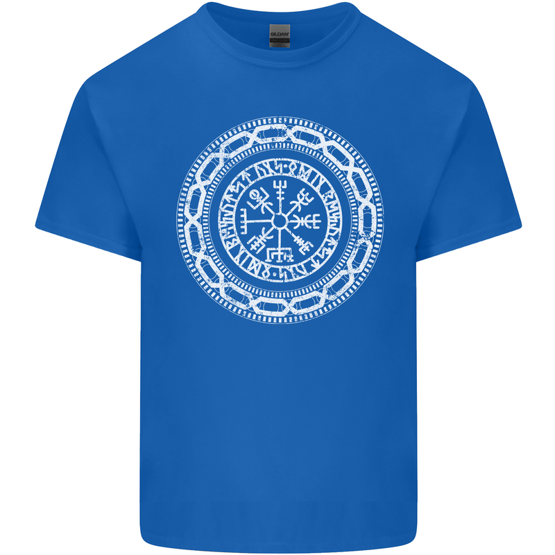 Viking Symbol Vegvisir White Gym Mens Cotton T-Shirt Tee Top Royal Blue