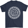 Viking Symbol Vegvisir White Gym Mens T-Shirt 100% Cotton Navy Blue