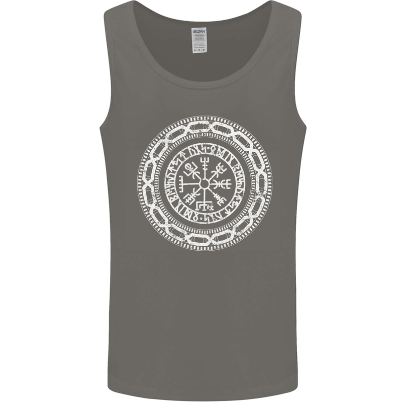 Viking Symbol Vegvisir White Gym Mens Vest Tank Top Charcoal