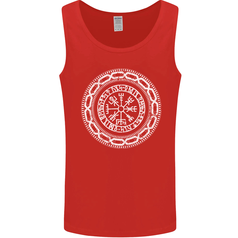 Viking Symbol Vegvisir White Gym Mens Vest Tank Top Red