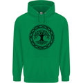 Viking Symbol Yggdrasil Black Gym Mens 80% Cotton Hoodie Irish Green