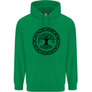 Viking Symbol Yggdrasil Black Gym Mens 80% Cotton Hoodie Irish Green