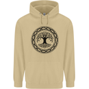 Viking Symbol Yggdrasil Black Gym Mens 80% Cotton Hoodie Sand