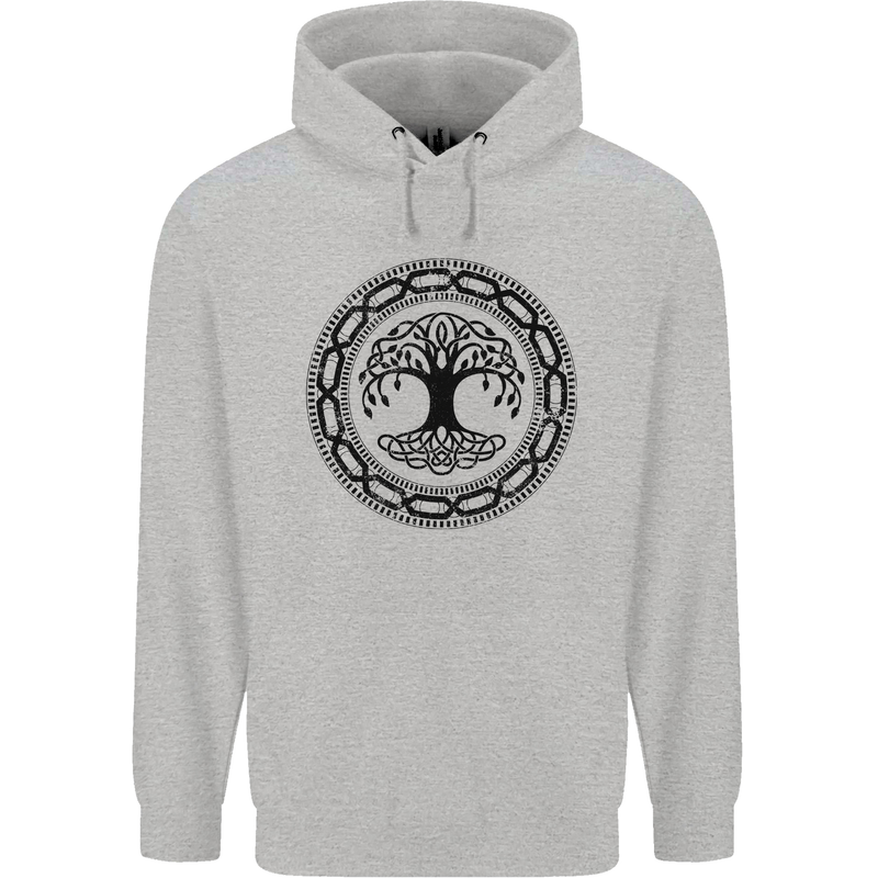 Viking Symbol Yggdrasil Black Gym Mens 80% Cotton Hoodie Sports Grey
