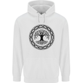 Viking Symbol Yggdrasil Black Gym Mens 80% Cotton Hoodie White