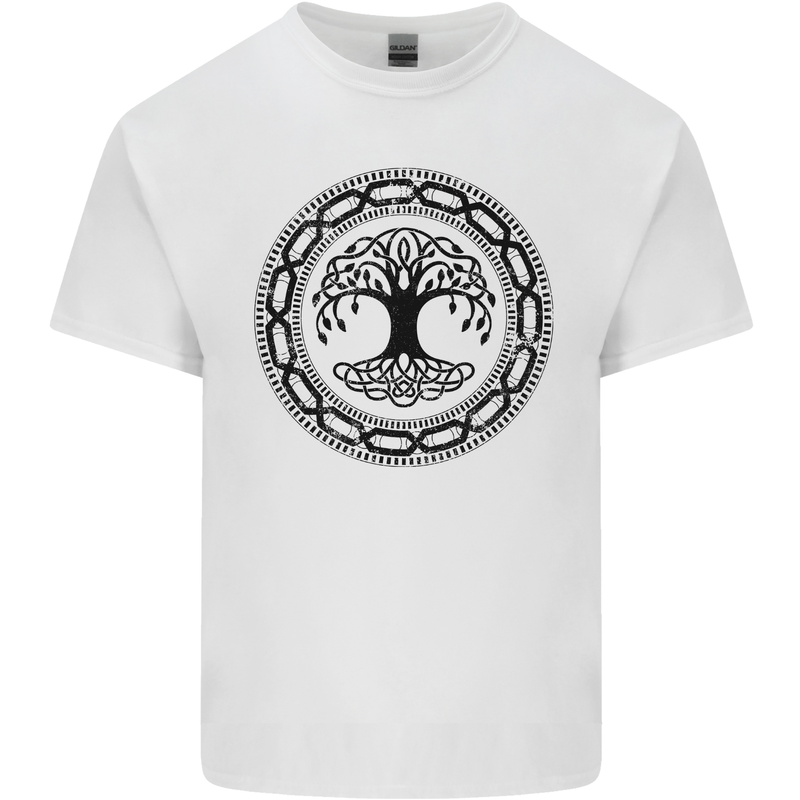 Viking Symbol Yggdrasil Black Gym Mens Cotton T-Shirt Tee Top White