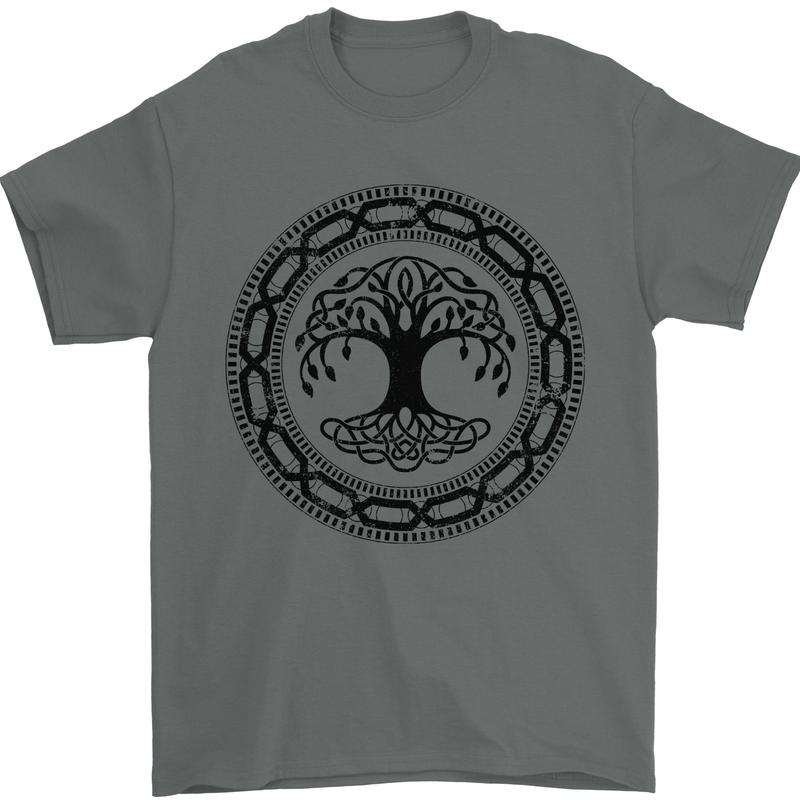 Viking Symbol Yggdrasil Black Gym Mens T-Shirt 100% Cotton Charcoal