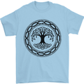 Viking Symbol Yggdrasil Black Gym Mens T-Shirt 100% Cotton Light Blue