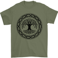 Viking Symbol Yggdrasil Black Gym Mens T-Shirt 100% Cotton Military Green
