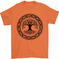 Viking Symbol Yggdrasil Black Gym Mens T-Shirt 100% Cotton Orange