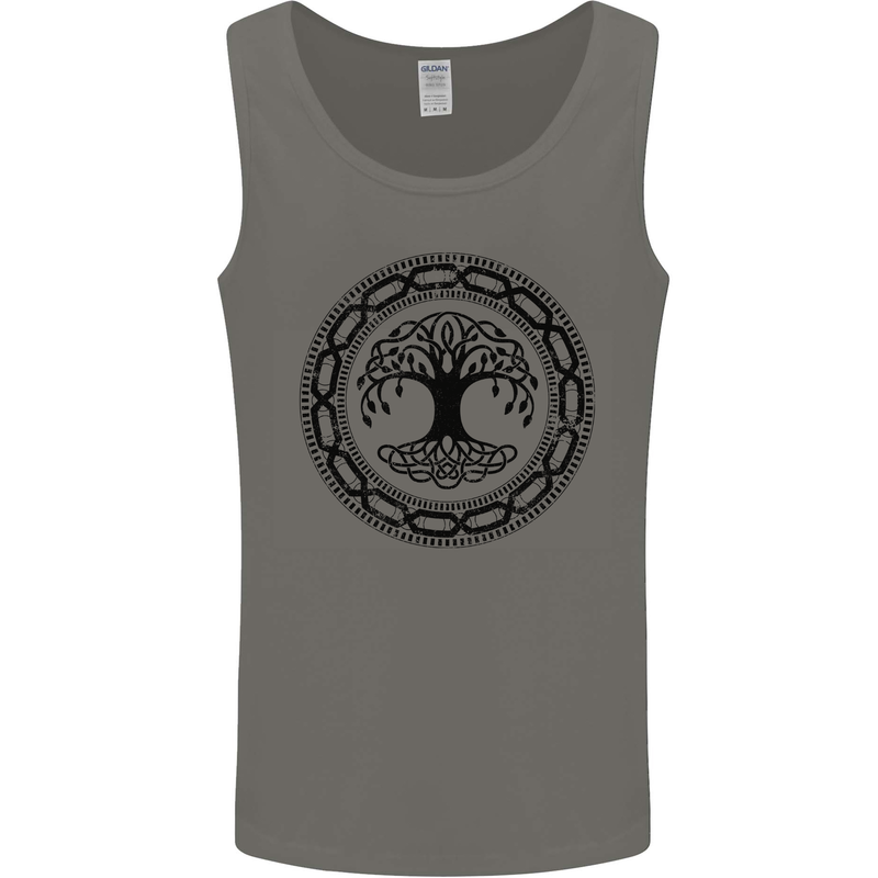 Viking Symbol Yggdrasil Black Gym Mens Vest Tank Top Charcoal