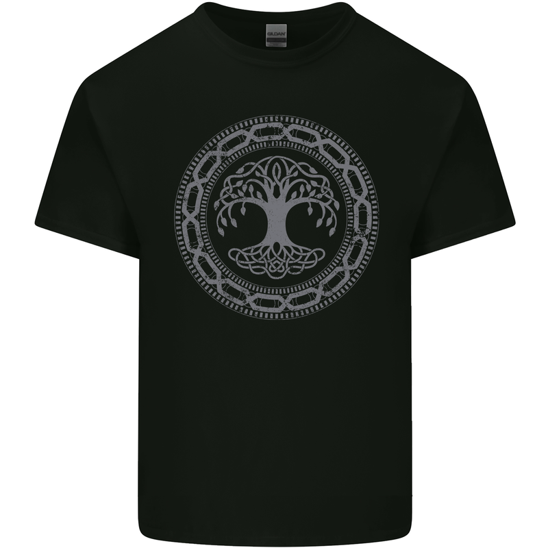 Viking Symbol Yggdrasil Grey Gym Kids T-Shirt Childrens Black
