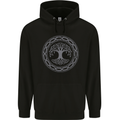 Viking Symbol Yggdrasil Grey Gym Mens 80% Cotton Hoodie Black