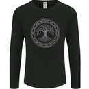 Viking Symbol Yggdrasil Grey Gym Mens Long Sleeve T-Shirt Black