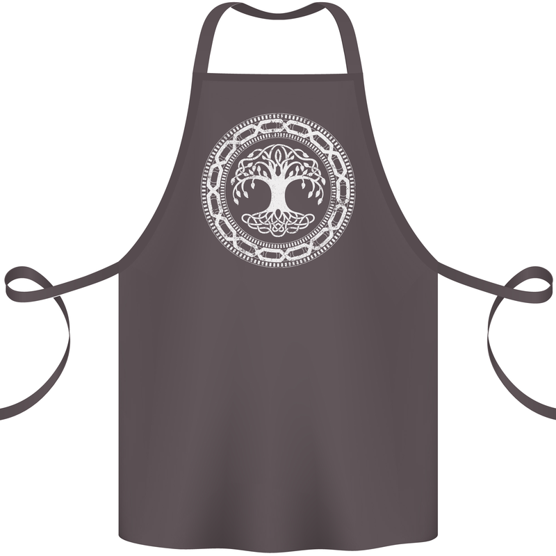 Viking Symbol Yggdrasil White Gym Cotton Apron 100% Organic Dark Grey