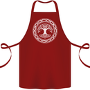Viking Symbol Yggdrasil White Gym Cotton Apron 100% Organic Maroon
