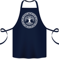 Viking Symbol Yggdrasil White Gym Cotton Apron 100% Organic Navy Blue
