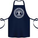 Viking Symbol Yggdrasil White Gym Cotton Apron 100% Organic Navy Blue