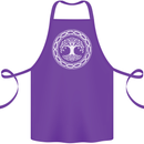 Viking Symbol Yggdrasil White Gym Cotton Apron 100% Organic Purple