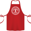 Viking Symbol Yggdrasil White Gym Cotton Apron 100% Organic Red