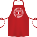Viking Symbol Yggdrasil White Gym Cotton Apron 100% Organic Red