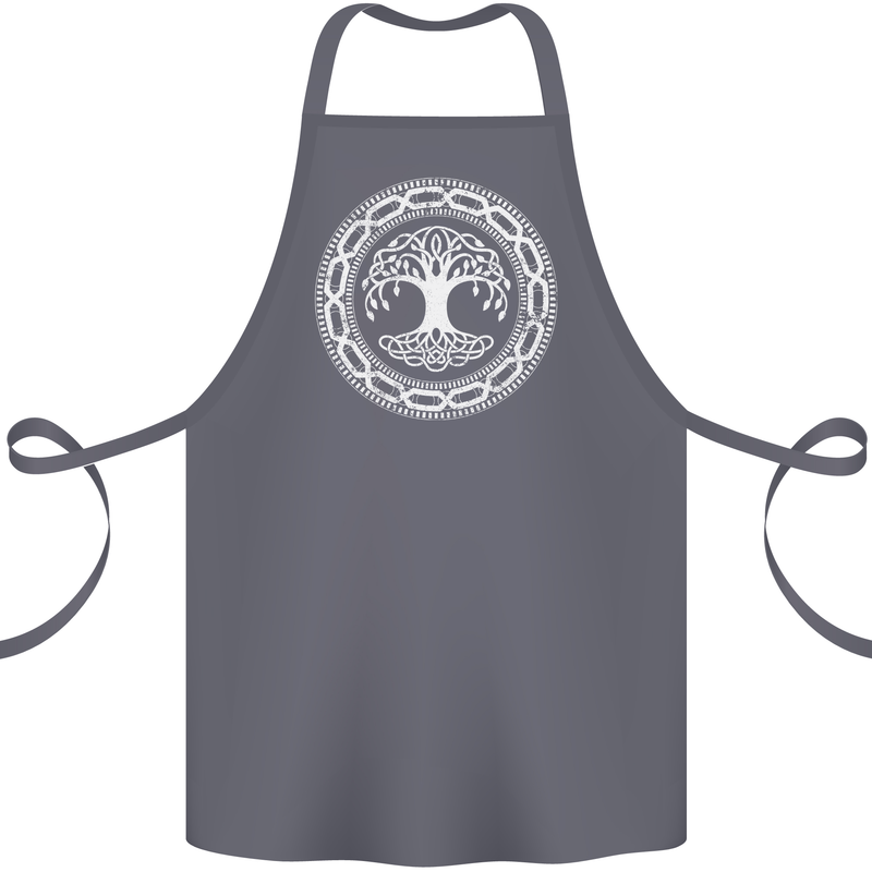 Viking Symbol Yggdrasil White Gym Cotton Apron 100% Organic Steel