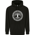 Viking Symbol Yggdrasil White Gym Mens 80% Cotton Hoodie Black