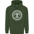 Viking Symbol Yggdrasil White Gym Mens 80% Cotton Hoodie Forest Green