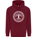 Viking Symbol Yggdrasil White Gym Mens 80% Cotton Hoodie Maroon
