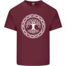 Viking Symbol Yggdrasil White Gym Mens Cotton T-Shirt Tee Top Maroon