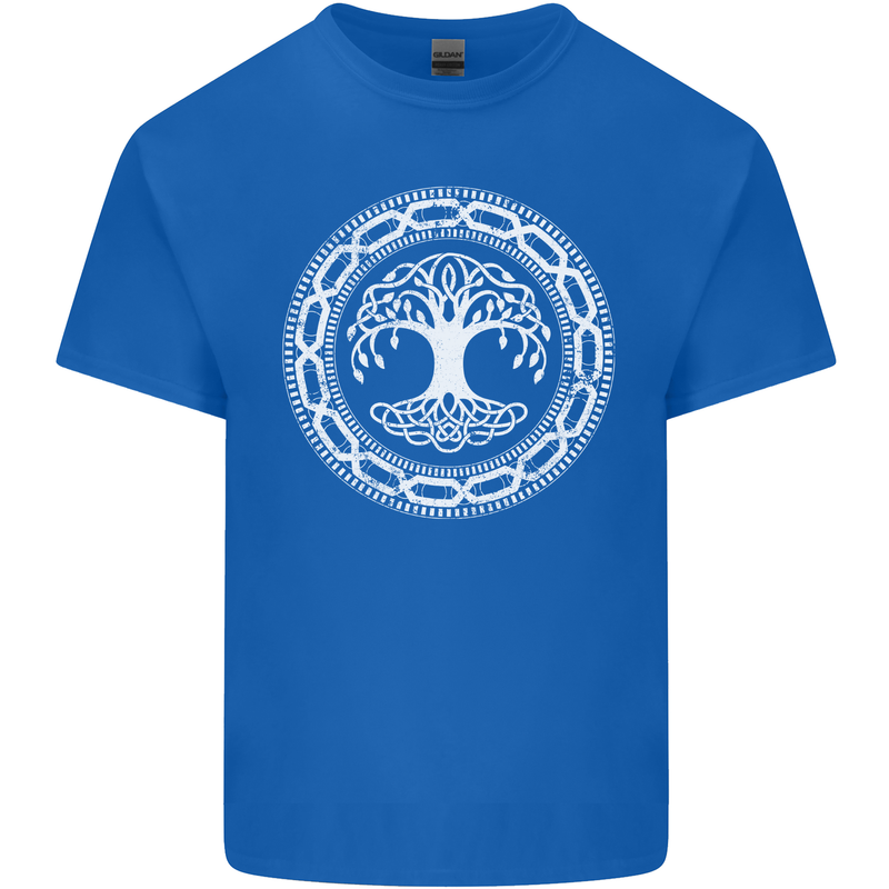 Viking Symbol Yggdrasil White Gym Mens Cotton T-Shirt Tee Top Royal Blue