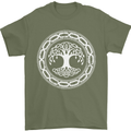Viking Symbol Yggdrasil White Gym Mens T-Shirt 100% Cotton Military Green