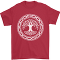 Viking Symbol Yggdrasil White Gym Mens T-Shirt 100% Cotton Red