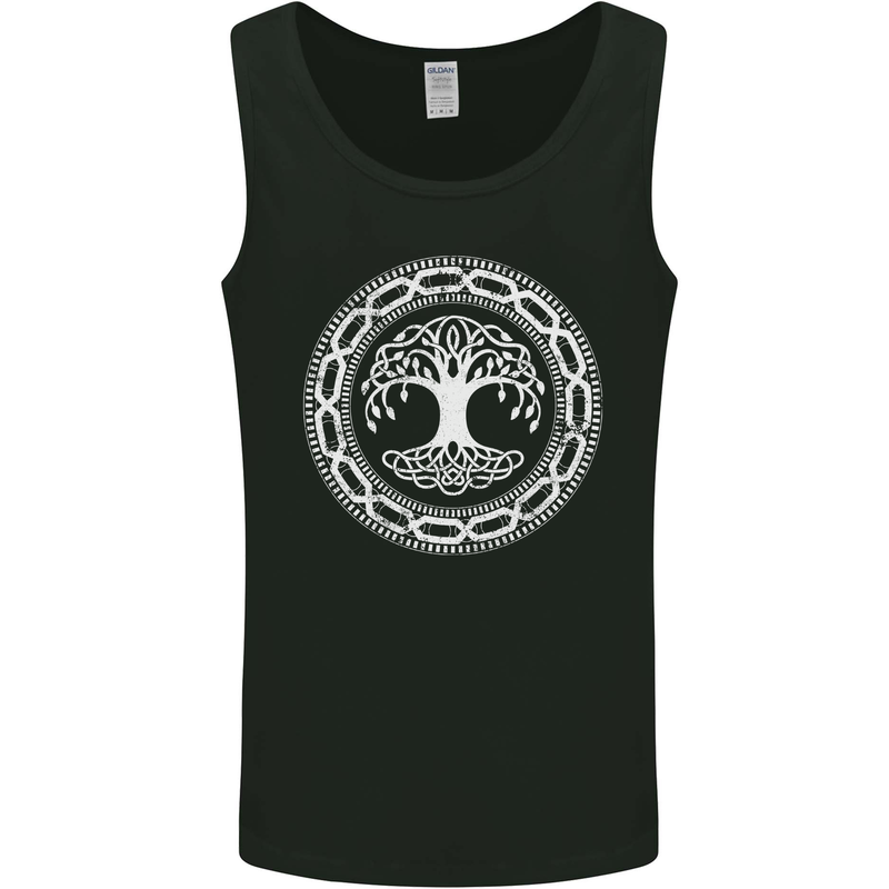 Viking Symbol Yggdrasil White Gym Mens Vest Tank Top Black