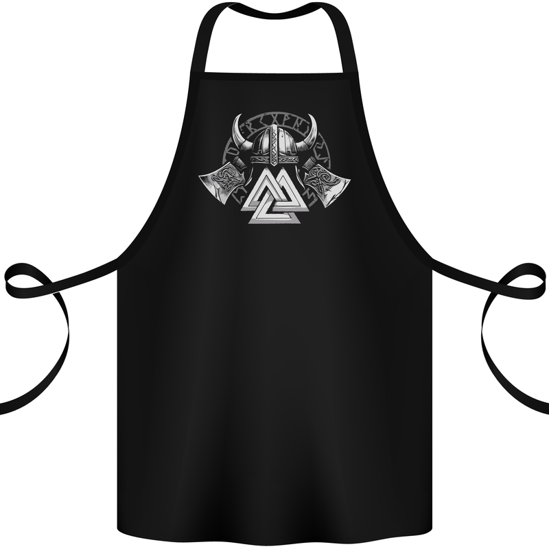 Viking Valknut Helmet Text and Axes Gym Cotton Apron 100% Organic Black
