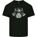 Viking Valknut Helmet Text and Axes Gym Kids T-Shirt Childrens Black