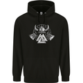 Viking Valknut Helmet Text and Axes Gym Mens 80% Cotton Hoodie Black
