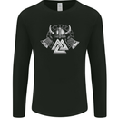 Viking Valknut Helmet Text and Axes Gym Mens Long Sleeve T-Shirt Black