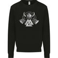Viking Valknut Helmet Text and Axes Gym Mens Sweatshirt Jumper Black