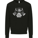 Viking Valknut Helmet Text and Axes Gym Mens Sweatshirt Jumper Black