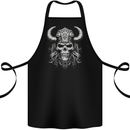 Viking Warrior Skull Helmet With Horns Cotton Apron 100% Organic Black