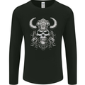 Viking Warrior Skull Helmet With Horns Mens Long Sleeve T-Shirt Black