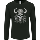 Viking Warrior Skull Helmet With Horns Mens Long Sleeve T-Shirt Black