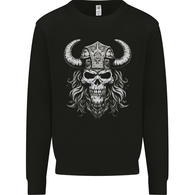 Viking Warrior Skull Helmet With Horns Mens Sweatshirt Jumper Black