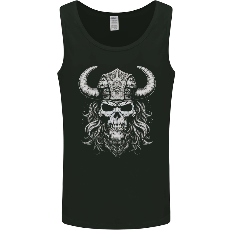 Viking Warrior Skull Helmet With Horns Mens Vest Tank Top Black